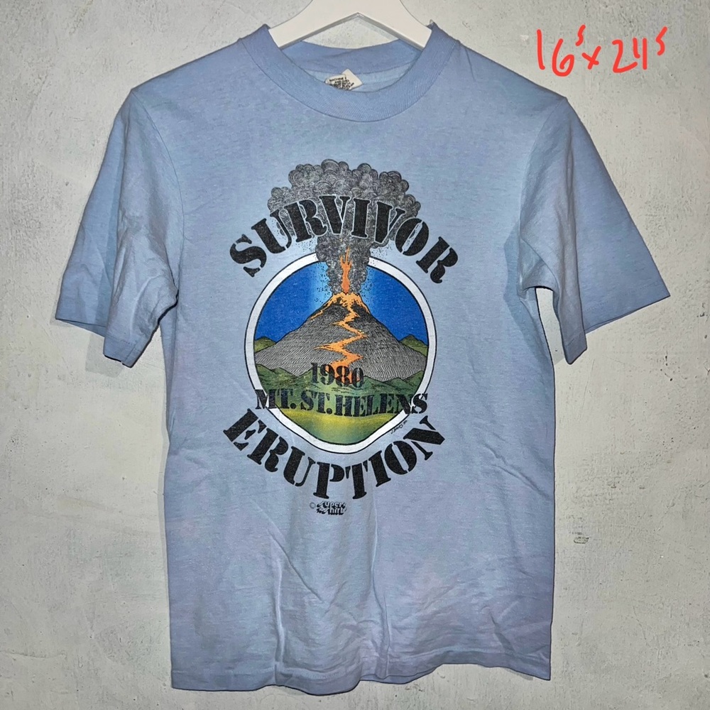 16.5x24.5 Mount St. Helens Volcano Vintage 70s Hanes Super Shirt